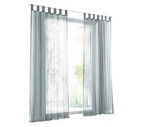 BAILEY JO 1 Panneau Rideau Voilage à Pattes LxH/140x225CM Gris Clair Simple Couleur Uni Décoration de Fenêtre Chambre/Salon/Balcon