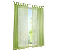 BAILEY JO 1 Panneau Rideau Voilage à Pattes LxH/140x245CM Vert Simple Couleur Uni Décoration de Fenêtre Chambre/Salon/Balcon