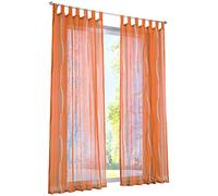 BAILEY JO 1 Panneau Rideau Voilage à Pattes Semi-Transparent Teinté Orange LxH/140x225CM avec Motif Vague Décoration de Fenêtre