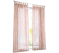 BAILEY JO 1 Panneau Rideau Voilage à Pattes Semi-Transparent Teinté Sable LxH/140x245CM avec Motif Vague Décoration de Fenêtre