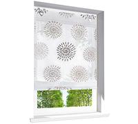 BAILEY JO 1 Pièce Store Romain avec Motifs Ronds Modernes Imprimés Store Bateau Décoration de Fenêtre Chambre/Salon/Cuisine (LxH/60x140cm, Café-Crochets)