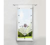 BAILEY JO 1Pièce Rideau Brise-bise LxH/60x120CM en Polyester Transparent Broderie Hibou Pourpre avec Pompon Rideaux Courts Décoration de Fenêtre