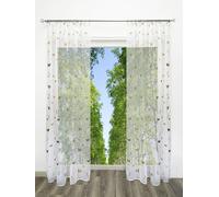 BAILEY JO Rideau en voile transparent avec galon fronceur moderne motif papillon cercle, gaufrage à chaud, rideau de fenêtre, 1 pièce