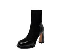 Bailey Xingqi Bottines Femme Suédé à Bout Carré Plateau Semelle Compensée Talon Bloc Rétro Hiver Noir Taille 39