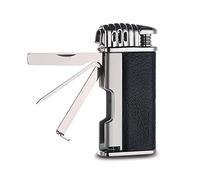 BAILEYU Briquet à Pipe Flamme Douce avec 3 Outils de Cure-Pipe Tube en Métal Briquet Rechargeable Au Butane Cadeau pour Hommes Fumeurs,Gray