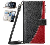 BAILI Coque Portefeuille en Cuir pour Realme C30 avec dragonne, béquille, Porte-Cartes, Étui à Fermeture éclair pour Realme C30-Noir