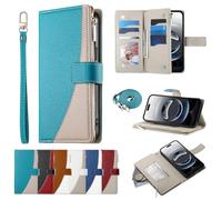 BAILI Coque Portefeuille en Cuir pour Realme C31 4G avec dragonne, béquille, Porte-Cartes, Étui à Fermeture éclair pour Realme C31 4G-Bleu-01