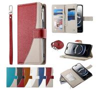 BAILI Coque Portefeuille en Cuir pour Realme C31 4G avec dragonne, béquille, Porte-Cartes, Étui à Fermeture éclair pour Realme C31 4G-Rouge