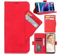 BAILI Coque pour Infinix Hot 60 Pro, Flip Cover Fonction Stand Etuis Compatible avec Infinix Hot 60 Pro, Rouge