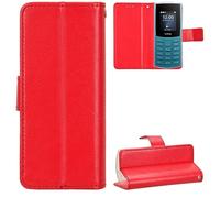 BAILI Coque pour Nokia 105 4G 2023, Flip Cover Fonction Stand Etuis Compatible avec Nokia 105 4G 2023, Rouge