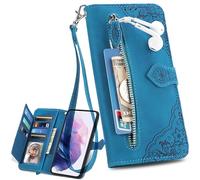 BAILI Coque pour Realme C21 Cuir, Fermeture Magnétique Zipper Pocket Flip Case Multifonction, Housse Étui pour Realme C21-04