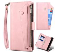 BAILI Étui à Fermeture éclair pour Vivo X200 FE avec Fente pour Carte Kickstand, Pochette à éclair, Étui pour Vivo X200 FE-Rose