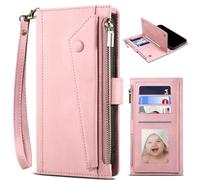 BAILI Étui à Fermeture éclair pour Vivo X200 FE, magnétique, Pochette à éclair Étui avec Kickstand pour Vivo X200 FE-Rose