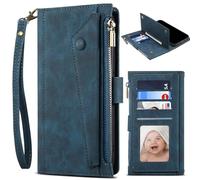 BAILI Étui à Fermeture éclair pour Vivo X200 FE, magnétique, Pochette à éclair Étui avec Kickstand pour Vivo X200 FE-Bleu