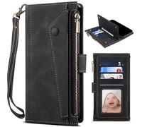 BAILI Étui à Fermeture éclair pour Vivo X200 FE, magnétique, Pochette à éclair Étui avec Kickstand pour Vivo X200 FE-Noir