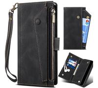 BAILI Étui à Fermeture éclair pour Vivo X200 Ultra avec Fente pour Carte Kickstand, Pochette à éclair, Étui pour Vivo X200 Ultra-Noir