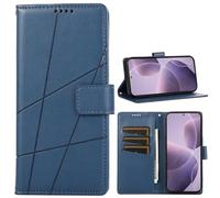 BAILI Étui Portefeuille pour Moto G71 5G, Fente pour Carte, Support, Motif à Rayures, Coque Compatible avec Moto G71 5G-Bleu