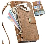 BAILI Étui Portefeuille pour Motorola Edge 70, Coque à Fleurs avec Fentes pour Cartes et Support intégré, Sac à Main à Poche zippée pour Motorola Edge 70-Marron