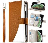 BAILI Étui Portefeuille pour Realme C31 4G, emplacements pour Cartes, Fermeture magnétique, Poche zippée, Coque pour Realme C31 4G-Marron