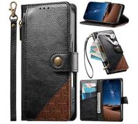 BAILI Étui pour Redmi 14C 4G, Coque avec dragonne, emplacements pour Cartes, Poche zippée, Support intégré, Fermeture magnétique-Noir