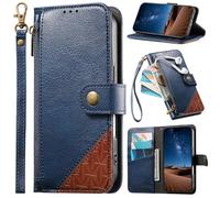 BAILI Étui pour Redmi Turbo 3, Coque avec dragonne, emplacements pour Cartes, Poche zippée, Support intégré, Fermeture magnétique-Bleu