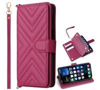 BAILI pour AT&T Verge 2 Sm333A Coque, Étui Portefeuille à Rabat en Cuir avec 6 emplacements pour Cartes magnétique pour AT&T Verge 2 Sm333A-Rouge