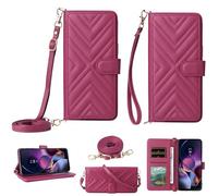 BAILI pour Cricket Icon Pro 2026 Coque, Étui Portefeuille à Rabat en Cuir avec 6 Card Slots Dragonne magnétique pour Cricket Icon Pro 2026-Rouge