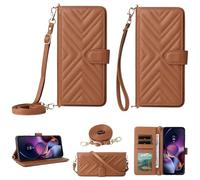 BAILI pour Cricket Icon Pro 2026 Coque, Étui Portefeuille à Rabat en Cuir avec 6 Card Slots Dragonne magnétique pour Cricket Icon Pro 2026-Marron