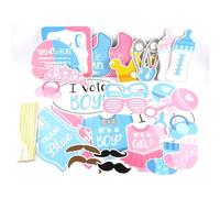 Bailinks 30PCS Photobooth Accessoires, Décoration Baby Shower Gender Reveal, Props pour Fête de Naissance Fille Garçon, Douche Photocall, Event Party Supplies, Future Maman, Future Papa