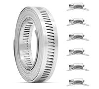 Bailinks Feuillard en Acier Inox 304,Bande Réglable à Vis, Ajustable pour Tuyaux, Gaz, Eau, Voiture, Jardin, Piscine, Colliers de Serrage Multiples Usage (2M+5 Pièces Fixation)