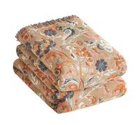 Bailix Couverture de jour premium style boho 100% coton - Couverture douillette avec franges - Double face en mousseline - Couverture boho 200x230cm, Couverture douillette pour canapé et couvre-lit
