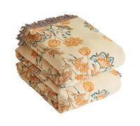 Bailix Couvre-lit Premium Boho 100% Coton Couverture Douillette à Franges Couverture Boho Double Face en Mousseline 150 x 200 cm, Couverture Douillette pour canapé et lit, Orange/Beige