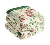 Bailix Couvre-lit Premium Boho 100% Coton Couverture Douillette Couverture Boho Double Face en Mousseline 230 x 250 cm, Couverture Douillette pour canapé et lit, Couverture Patchwork, Vert/Beige