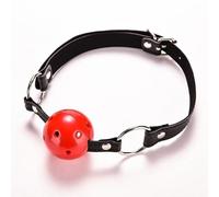 Bâillon à billes en silicone respirant bâillon BDSM bondage jouet(Noir et rouge)