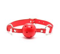 Bâillon à billes en silicone respirant bâillon BDSM bondage jouet(Rouge)