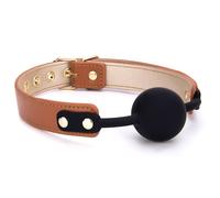 Bâillon Boule Simili Cuir Caramel Boule Silicone 41 Mm Sangle Réglable