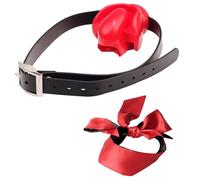 Baillon Couple,Bâillon de Bouche Réglable Kits de Bondage Kit avec Oeillères Sexe,Bouche Gag Bâillons à Langue Fixe Bâillon Boule,Set Accessoires (Rouge)