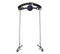 Bâillon de bondage en forme de balle de bouche, 45 mm, noir, avec serrure, pinces à tétons, cadeau de Noël