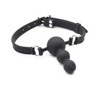Bâillon de bouche BDSM avec perles, jeu sexuel, bondage, bâillon en silicone avec sangles amovibles en cuir, gode pour femmes, hommes, couples