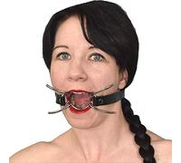Bâillon de bouche en simili-cuir fétiche avec anneau en métal & pics - Gag de bouche d'araignée verrouillable pour des sessions de bondage & BDSM intenses