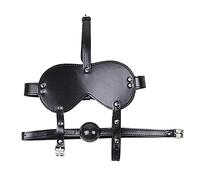 Bâillon de bouche harnais harnais en cuir sex SM érotique avec gag ballon, ouverture de la bouche, bouton à boule, jeu de rôle pour adulte, jouet sexuel pour débutants, réglable (noir)