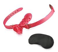 Bâillon de Bouche Kit avec Baillon Gode 4 Longueurs Réglables + Oeillères Sexe,Fétiche Bâillons Bouche Gag Silicone Set Accessoires,Kit Bondage Jouet Couple (Rouge)
