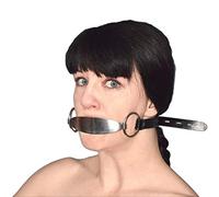 Bâillon en métal verrouillable avec extenseur de langue - Bondage Mouth Gag réglable en simili-cuir & acier inoxydable - Cuillère à langue fétiche, sextoys BDSM pour couples, esclaves & dominatrices