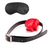 Baillon Kits de Bondage,Bâillon de Bouche Réglable Kit Fétiche Bouche Gag Silicone avec Bâillons à Langue Fixe Bâillon Boule +Oeillères Sexe, toýs Couple Set Accessoires (Rouge)