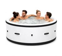 Bain à Remous de Jardin Gonflable 4-6 Places Ø206 cm, Spa Chauffant Température Max 40°C, 150 Jets d'air de Massage, Structure Solide Anti-Déchirure, LED 6 Couleurs Interne Cour