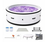 Bain à Remous Extérieur Gonflable 4-6 Personnes Ø206x71cm, Spa Chauffant Rapide 40°C, 150 Diffuseurs à Bulles, Ampoule LED Intérieure 6 Couleurs Ambiance, PVC Triple Épaisseur