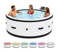 Bain à Remous Gonflable 4-6 Places Blanc, Diamètre 206cm Spa de Jardin Chauffant Rapide 40°C, 150 Buses de Massage, Système LED Subaquatique 6 Couleurs, Anti-Crevaison Terrasse