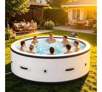Bain à Remous Portable 4-6 Places, Spa Gonflable Chauffant pour Terrasse