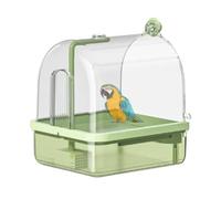 Bain Cage à Oiseaux - Bol de Douche en Acrylique Transparent, récipient d'eau Suspendu | Perchoir de sur Pied, 2 Modes de Douche, Aire de Jeux Automatique Anti-Mastication, Accessoire multif