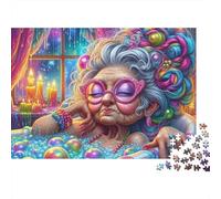Bain coloré d'une Femme âgée Puzzle 1000 Pièces - Challenge Zen, Carte Géographique À Assembler, Poster Inclus, Cadeau Éducatif, 38x26cm/1000pcs